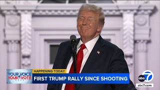 Trump supporters wait overnight to get into his first rally since assassination attempt [upl. by Nivahb]