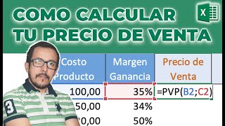 Como calcular en Excel el PRECIO DE VENTA incluido tu MARGEN DE UTILIDAD ya sea FIJO o VARIABLE [upl. by Anasxor116]