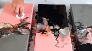 PINK GRAY amp BLACK Acrylic Pour Painting  Must See Fluid Art [upl. by Necyla]