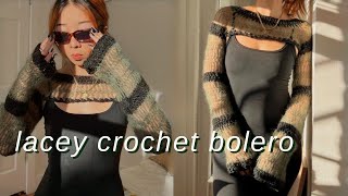 lacey mohair bolerosleeves  crochet tutorial [upl. by Nilloc614]