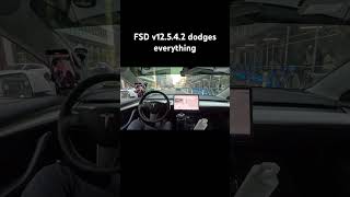 FSD v12542 dodges everything 🤯 tsla fsd nyc [upl. by Shishko]