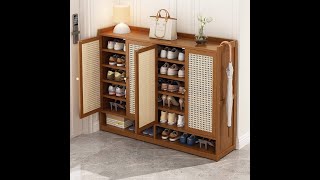 5Z0053Rattan Folding Door Shoe Cabinet [upl. by Aysan]