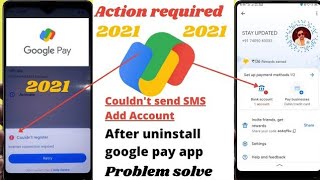 Google pay action required problem couldnt send sms google pay  google pay app  gpay [upl. by Farrand404]