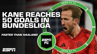 Harry Kane reaches 50 Bundesliga goals 7 GAMES FASTER than Erling Haaland 👀 ESPN FC reacts [upl. by Alemap207]