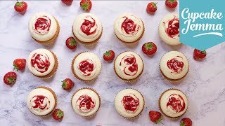 Delicious Strawberry Cheesecake Cupcake Recipe amp Tutorial  Cupcake Jemma [upl. by Namyh]