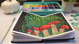 Easy For Beginners  HIMI Gouache painting  Red Mushroom  Step by Step [upl. by Yleik]