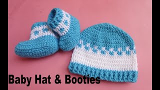 How crochet baby hat amp shoes easy tutorial crochet [upl. by Namlas]