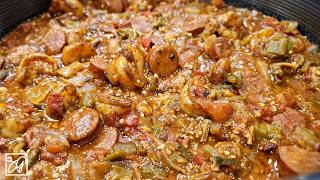 Southern Smothered Okra and Shrimp Recipe [upl. by Rehtaef691]