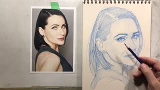 Rena Sofer drawing in blue [upl. by Kafka]