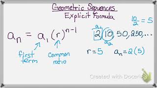 Geometric Sequences Explicit Formula [upl. by Aikrahs968]