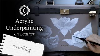 Acrylic Underpainting on Leather  Timelapse Painting  No Talking [upl. by Kerstin]