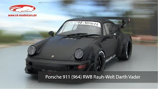 ckmodelcarsvideo Porsche 911 964 RWB RauhWelt Darth Vader 2016 mattschwarz 118 Solido [upl. by Ahtiekahs]