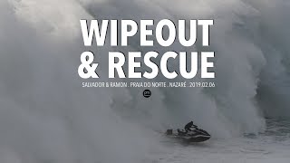 Wipeout amp Heroic Rescue  Raw Footage  Nazaré Portugal  20190206 Surf Big Waves 4K [upl. by Eitirahc]