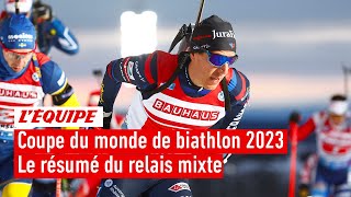 Coupe du monde de Biathlon 2023  La France maîtrise le relais mixte dÖstersund [upl. by Yartnoed]