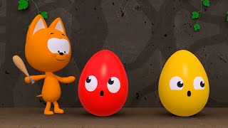 Meow Meow Kitty  Dangerous cave with surprise eggs  Games cartoons and songs for Kids and toddlers [upl. by Tnecniv]