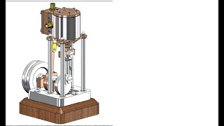 Solidworks Montaj 1011 Parça Dikey Model Buhar Motoru [upl. by Idzik]