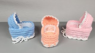 Butter Tub BabiesEasy Crochet Butter Tub Bassinet and BabyCrochet Baby Bassinet and Baby Dress [upl. by Roxy]