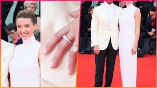 Justin Therouxs fiancée Nicole Brydon Bloom debuts gorgeous engagement ring at Venice Film [upl. by Ettelliw141]