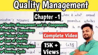 Quality Management chapter 1  Quality Management tutorial Principlesdimensionscost of quality [upl. by Marlyn842]