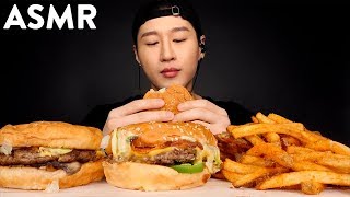 ASMR FIVE GUYS Burgers amp Cajun Fries Mukbang No Talking EATING SOUNDS  Zach Choi ASMR [upl. by Arvonio]