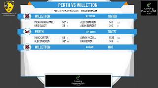 WA Premier Cricket  Mens Fourth Grade  Elimination Final 2  Perth v Willetton  Day 2 [upl. by Engel142]