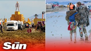 Burning Man Rain storms cause chaos as one dies amp 73000 told to shelter in place due to mud [upl. by Jasun]