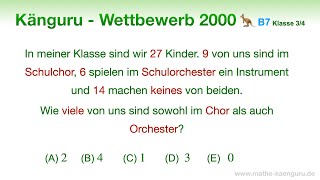 B7 🦘 Känguru 2000 🦘 Klasse 3 und 4  eine etwas andere Lösung  VENN Diagramm [upl. by Alleiram]