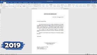 Como hacer una carta de recomendación personal en Word [upl. by Ahseina]