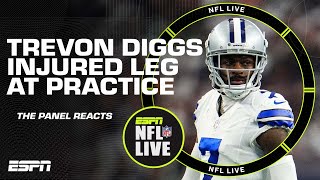 Reaction to Trevon Diggs injuring his leg at Cowboys practice  NFL Live [upl. by Rekrap]