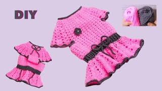 007 DIY犬服코바늘강아지옷뜨개질강아지스웨트뜨개코바늘犬編みの服How to knit a puppy sweater0010 [upl. by Rehpotsirhk]