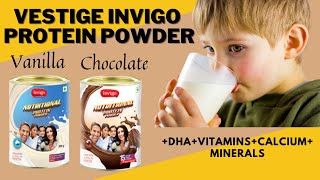 Vestige Invigo Protein powder Vanilla amp chocolate flavor for kids  protein drink for kids growth [upl. by Dopp]