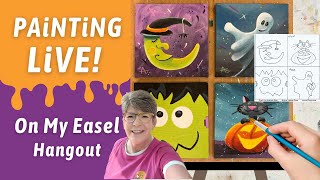 Easy Halloween Traceables  Art acrylic paintings  use any medium Studio hangout with Annie Troe [upl. by Imoen]