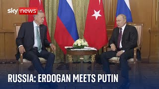 Turkeys president Erdogan meets Russias Putin over hopes to revive grain deal [upl. by Biddie]