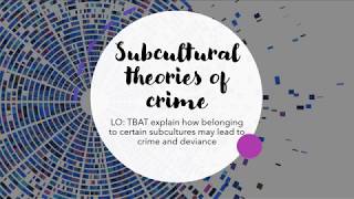 Lesson 7  Subcultural theories of crime [upl. by Erick]