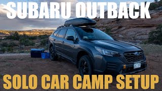 Solo Car Camping Setup  Subaru Outback Wilderness [upl. by Parks270]