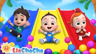 The Slide Song  Playground Song  Slip and Slide Down  Kids Songs amp Nursery Rhymes  LiaChaCha [upl. by Nwahsud767]