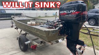 Running a 200 HP outboard on small 14 ft Jon Boat [upl. by Aigil]