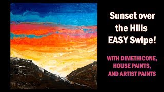 15 Color Acrylic Pouring Swipe  Sunset Over the Hills [upl. by Stricklan921]