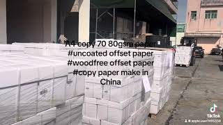 A4 copy 70 80gsm paper uncoated offset paper woodfree offset paper copy paper make in China [upl. by Elpmid]