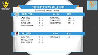 WA Premier Cricket  Mens Fourth Grade  Semi Final 1  South Perth v Willetton  Day 1 [upl. by Argela585]