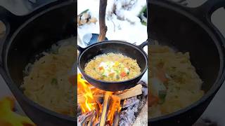 Simple Instant Noodles with Egg for a Snowy Tent Camping Evening camping tentcamping [upl. by Cj]