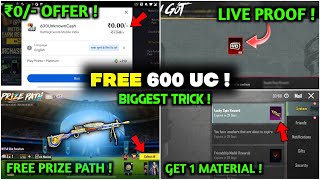 😱 Free 600 UC amp Free Prize Path DP Skin  Free Material In Bgmi Trick  How To Get Free Uc In Bgmi [upl. by Yadrahc]