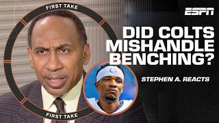 Stephen A has NO PROBLEM with the Colts benching Anthony Richardson 👀  First Take [upl. by Javier]