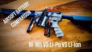 Airsoft battery comparison Lipo Vs NiMH Vs a Titan liion [upl. by Yraeg]