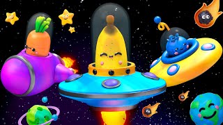 Baby Fruit Dancing in a SPACE ADVENTURE 🍎🍊🍋‍🍏🍇 Sensory Video [upl. by Norehs]