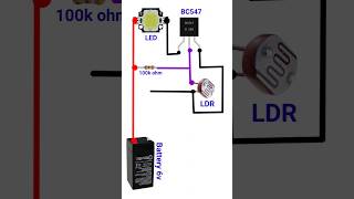 Bc 547 transistor circuit auto on off led LDR sensor ledlight short [upl. by Akem]