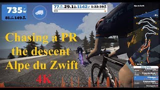 GeForceExp  4K  Zwift  Chasing A PR On The Descent Alpe du Zwift  2018 04 27 [upl. by Melburn866]