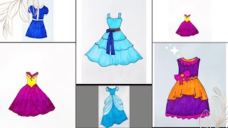 5 beautiful dress drawingdress design ideagown designhow to draw dress dress rimidrawandart [upl. by Adnirod]