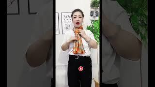 Tie tutorial 🎀 Silk scarf wearing style 窍小门 丝巾系法 scarf silkscarf fashion shorts [upl. by Anaeg]