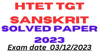 TGT Sanskrit HTET 2023 [upl. by Evante]